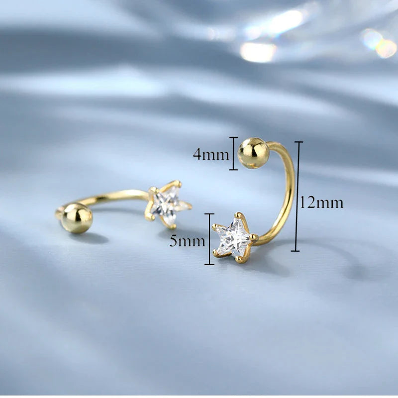 VENTFILLE 925 Silver Star Flash Crystal Summer Small Fresh Female 2022 New Trendy Personality Earrings Vera Lux