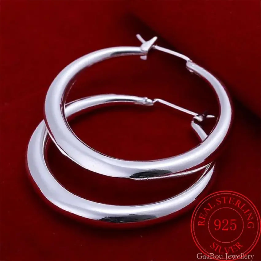 925 Sterling Silver 33mm Big Circle Round Hoop Earring For Women Unusual Earrings 2025 Trend Christmas Jewelry Vera Lux