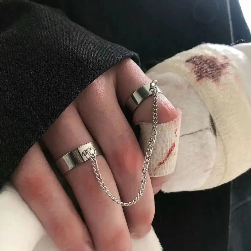 Double Ring Integrated Chain Opening Adjustable Titanium Steel Does Not Fade Bungee Hop Hip Hop Masculinity Retro Super Cool Vera Lux
