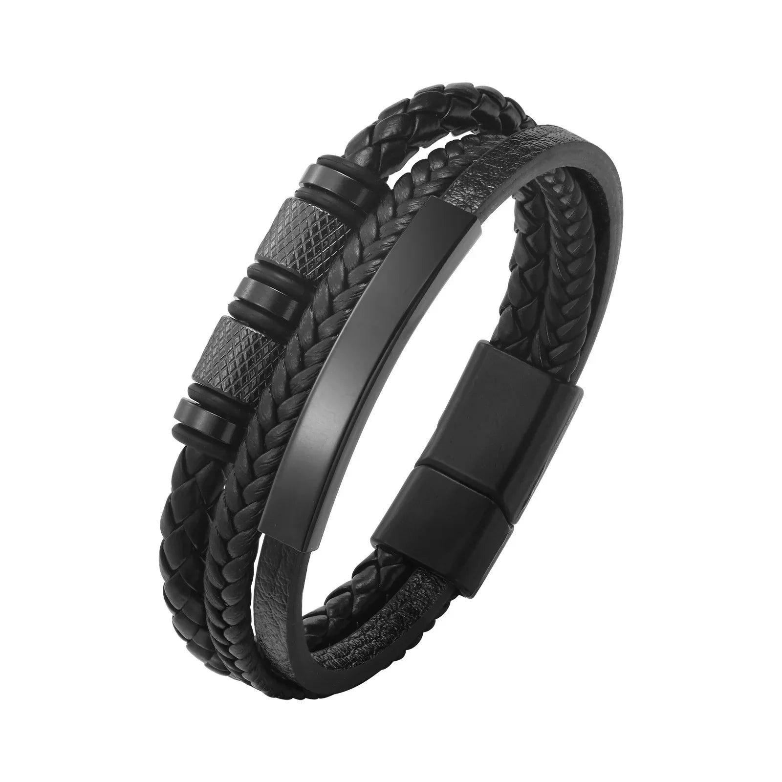 Vnox Personalized Braided Leather Bracelet for Men Handmade Triple Woven Pu Leather Bracelet Custom Name Text Jewelry Gifts Vera Lux