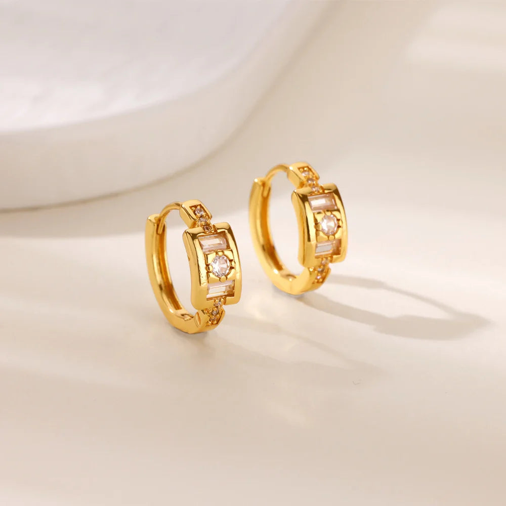 Round Shiny Zirconia Earrings for Women Stainless Steel Gold Color Piercing Earrings 2025 New Fashion Jewelry Mother's Day Gift Vera Lux