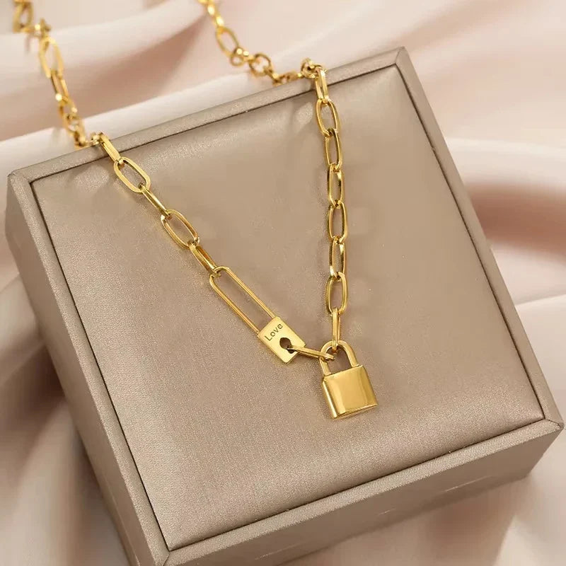 316L Stainless Steel Gold Color Beads Long Pendant Necklace For Women Fashion Choker Clavicle Chain Jewelry Gift Wedding Vera Lux