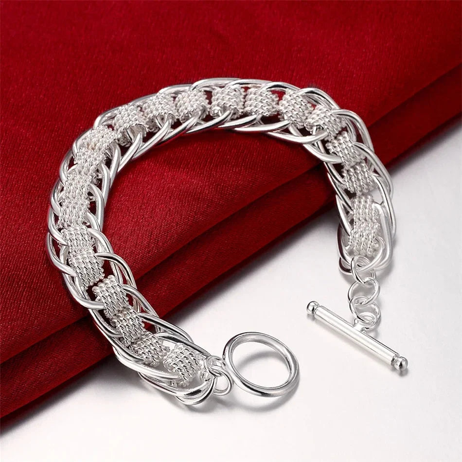 8 Inch 18K Gold Bracelet 5MM Sideways Chain Bracelet For Woman Men Fashion Wedding Engagement 925 Sterling Silver Jewelry Gifts Vera Lux
