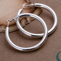 925 Sterling Silver Earrings Fashion Pretty Nice  Women Party 5CM Round Jewelry Big Circle Lady Wedding Vera Lux