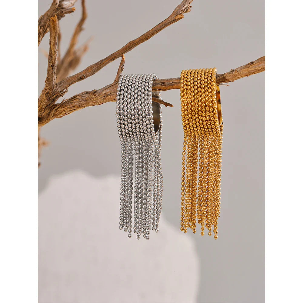 Yhpup Statement Stainless Steel Chain Tassel Finger Ring Adjustable 18K PVD Plated High Quality Charm Stylish Golden Jewelry Vera Lux