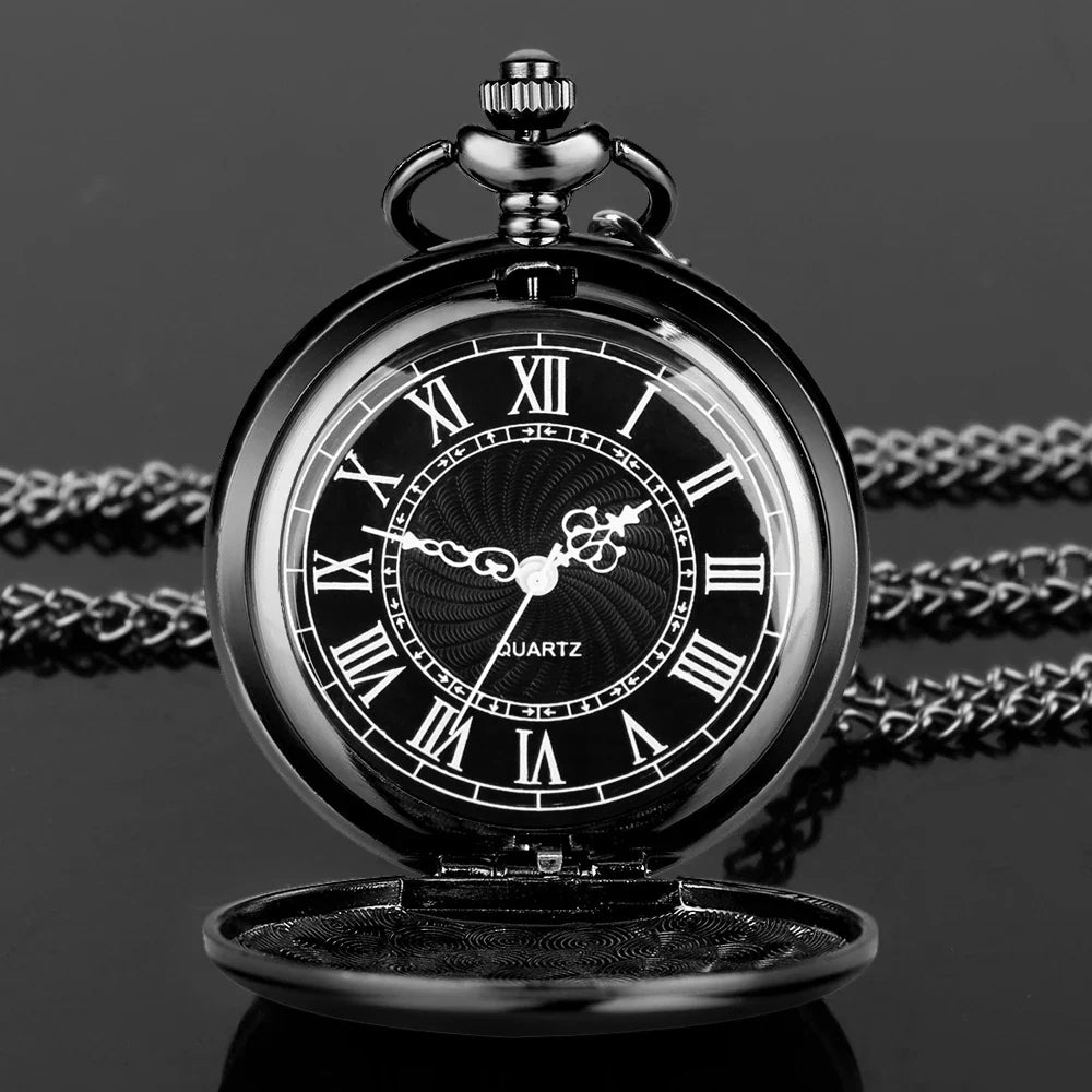 Fashion 37CM Fob Chain Smooth Steel Quartz Pocket Watch Vintage Roman Nmber Dial Pendant Fob Watch Gifts Clock Vera Lux