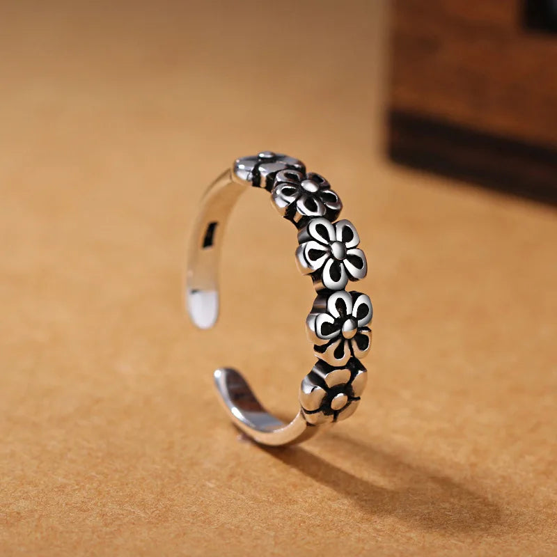 925 Sterling Silver Retro Flower Rings For Women Engagement Wedding Luxury Jewelry Accessories Wholesale Envío Gratis Jewellery Vera Lux