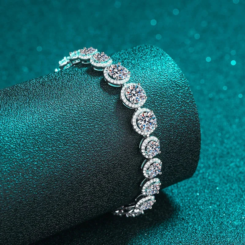 NeeTim D Color Moissanite Tennis Bracelet 925 Sterling Silver with White Gold Plated Shiny Bracelets Chian for Women Wholesale Vera Lux