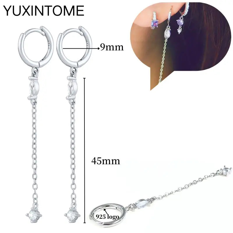 925 Sterling Silver Ear Needle Fashion Hoop Earrings White Crystal Luxury Women's Silver Earrings Wedding Women's Jewelry Gift Vera Lux