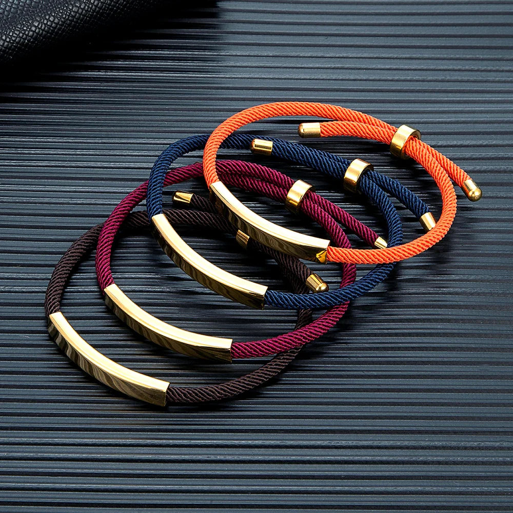 MKENDN Punk SOS Custom logo Name Engrave Text Rope Bracelet customize Stainless Steel Bracelets For Women Men ID Bracelet Vera Lux