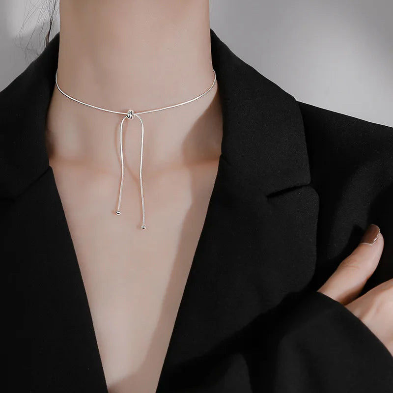 925 Sterling Silver Neck Snake Chain Necklaces Women Luxury Jewelry Exquisite Elegant Aesthetic Charms Accessories Argent 925 Vera Lux