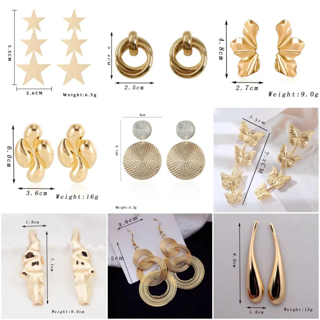 Minimalism Personality Metal Drop Earrings for Women Leaf Round Water Droplet Butterfly Twist Metal Earrings Geometry Jewelry Vera Lux
