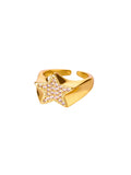 Zircon Star Knot Rings For Women Gold Color Stainless Steel Geometric Adjustable Finger Rings Wedding Couple Jewelry Gifts Vera Lux