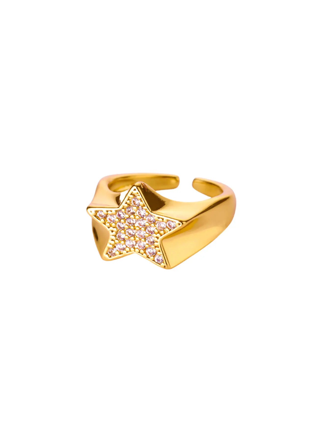 Zircon Star Knot Rings For Women Gold Color Stainless Steel Geometric Adjustable Finger Rings Wedding Couple Jewelry Gifts Vera Lux