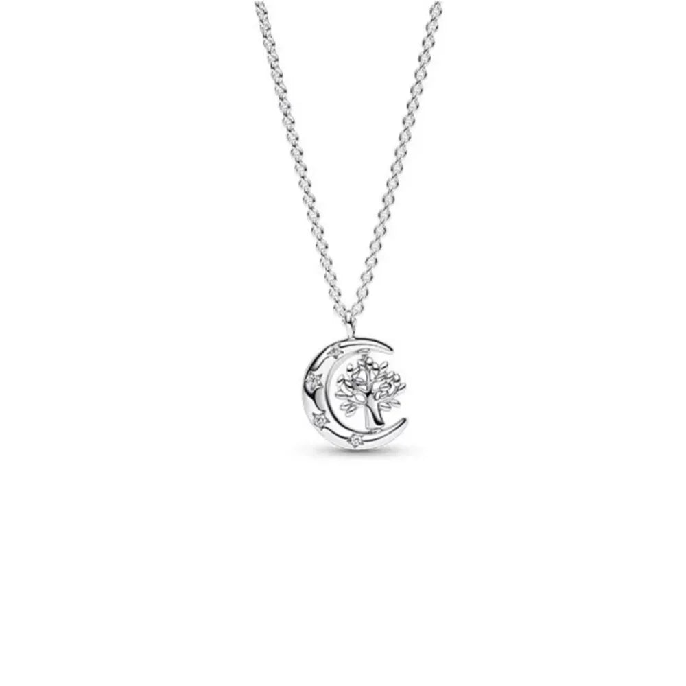 925 Sterling Silver Golden Moon Star Bow Necklace Fit Original Bracelet For Women DIY Fashion Jewelry Making Vera Lux