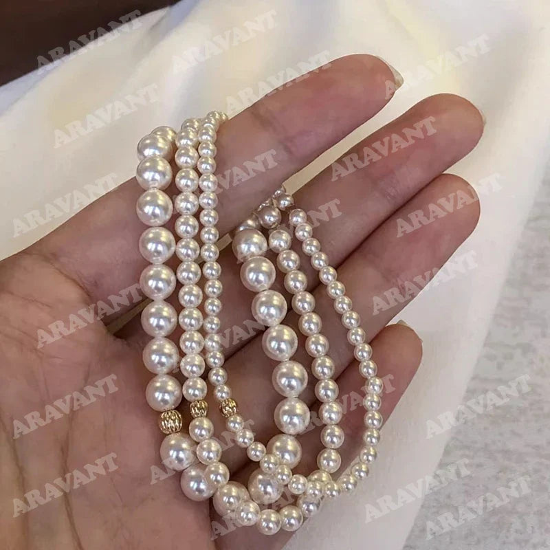 Aravant 925 Silver 3mm/4mm/6mm/8mm Pearl Bracelets Chains For Women Wedding Fashion Jewelry Vera Lux