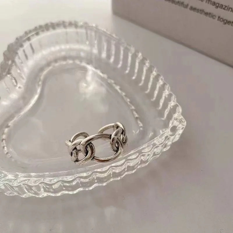 925 Sterling Silver Finger Rings New Fashion Creative Cross Hollow Chain Geometric Party Jewelry Gifts Vera Lux