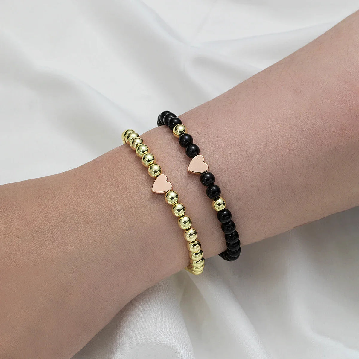 2 PSC Love Imitation Pearl Beaded Adjustable Rope Chain Valentine's Day Jewelry Gift Couple Bracelet Vera Lux