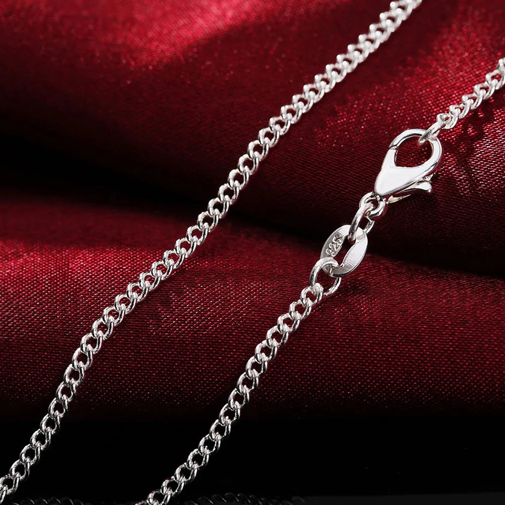 925 Sterling Silver 2MM 40-75cm Side Chain Necklace Men Women Charm Wedding Party Gift Jewelry Christmas Accessories Vera Lux