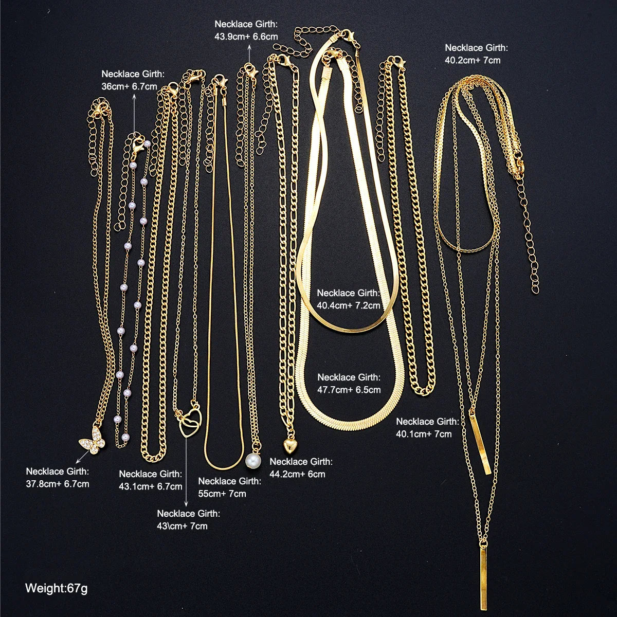11 Pcs Simple Pearl Choker Necklaces Set for Women Fashion Layered Chain Star Cross Heart Pendant Charms Necklace Jewelry Gifts Vera Lux