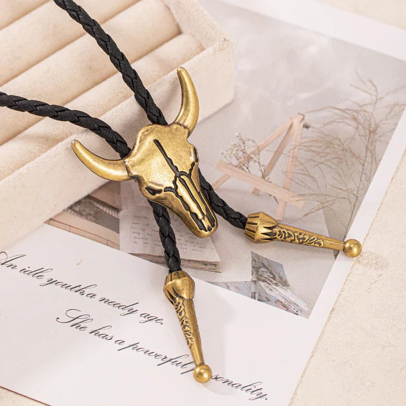 1Pcs Men's Long Necklace Pendant Bullhead Western Cowboy Elements Creative Styling Adjustable Chain Necklace Pendant Vera Lux