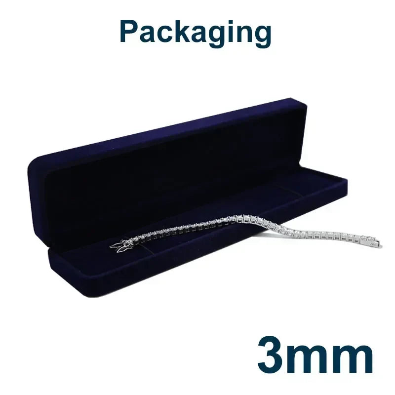 NeeTim 3mm 4mm Moissanite Tennis Bracelets 925 Sterling Silver Full Diamond with Gold Plated Bracelet Fine Jewelry for Women Men Vera Lux