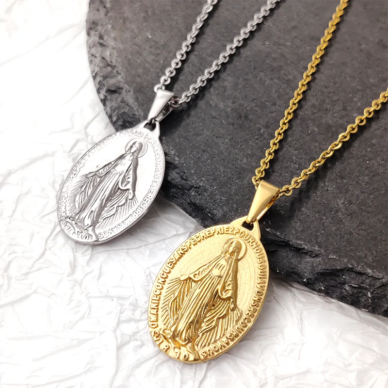 Hot Sale Virgin Mary Pendant Necklace - 18K Gold Plated & 316L Stainless Steel Religious Medallion, Catholic Gifts for Women Men Vera Lux