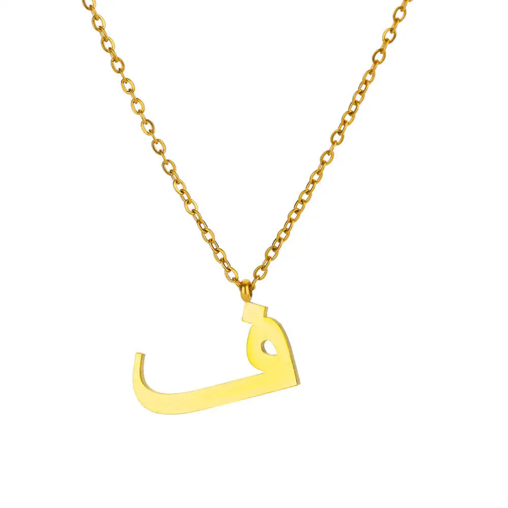 Arabic Letter Name Pendant Necklace For Women Stainless Steel Inital Chain Choker Collar Necklace 2024 Wedding Jewelry bijoux Vera Lux
