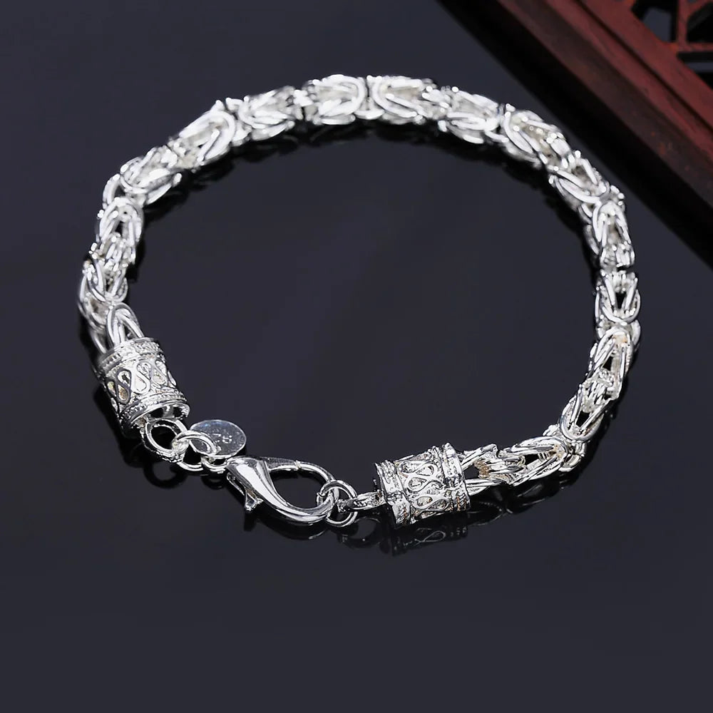 925 Sterling Silver Exquisite Solid Chain Bracelet Fashion Charm Women Men Solid Wedding Cute Simple Models Jewelry Vera Lux