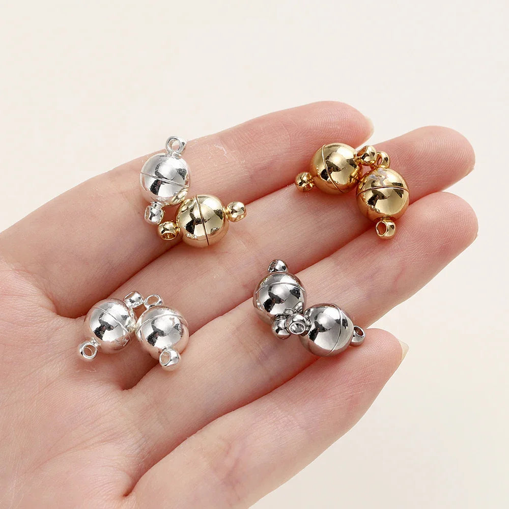4/6pcs/pack 8*14MM 14K/18K Gold Plated Brass Magnetic Bracelet Clasp Beads for Handmade DIY Jewelry Making Accessories Vera Lux