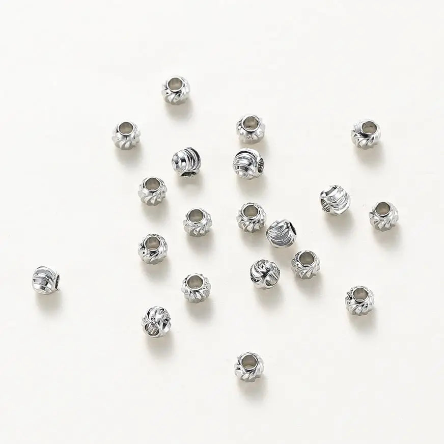 50pcs DIY Jewelry Accessories 14K 18K Gold Plated Striped Cut Flower Beads 2.5 3 4 5 6mm Spacer Beads Bulk Hand Beading Material Vera Lux