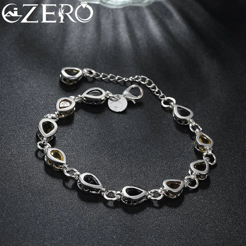Wholesale 925 Sterling Silver Noble Charm Bracelets Zircon Chain Crystal Jewelry Fashion for Women Wedding Lady Cute Vera Lux