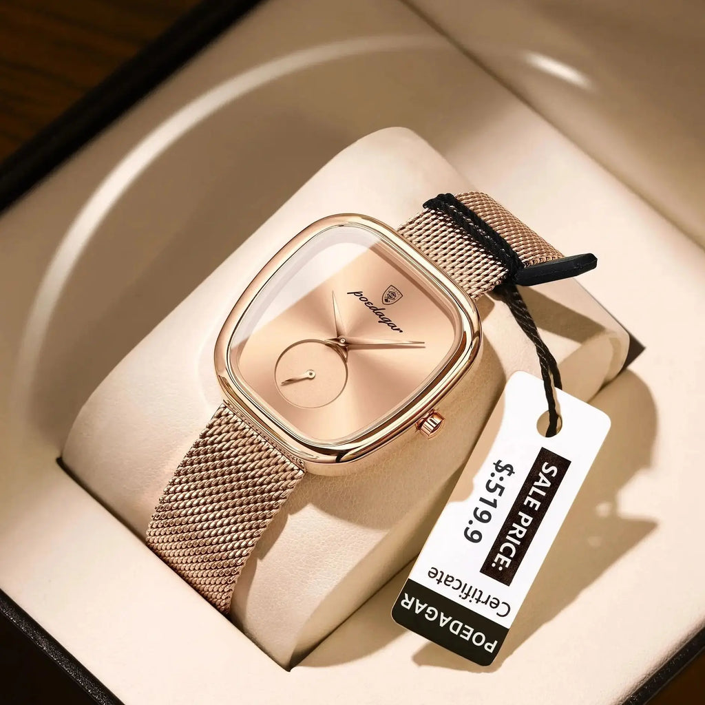 POEDAGAR Luxury Fashion Elegant Ladies Watch Waterproof Watch for Woman Mesh Stainless Steel Quartz Women's Watches Female Reloj Vera Lux