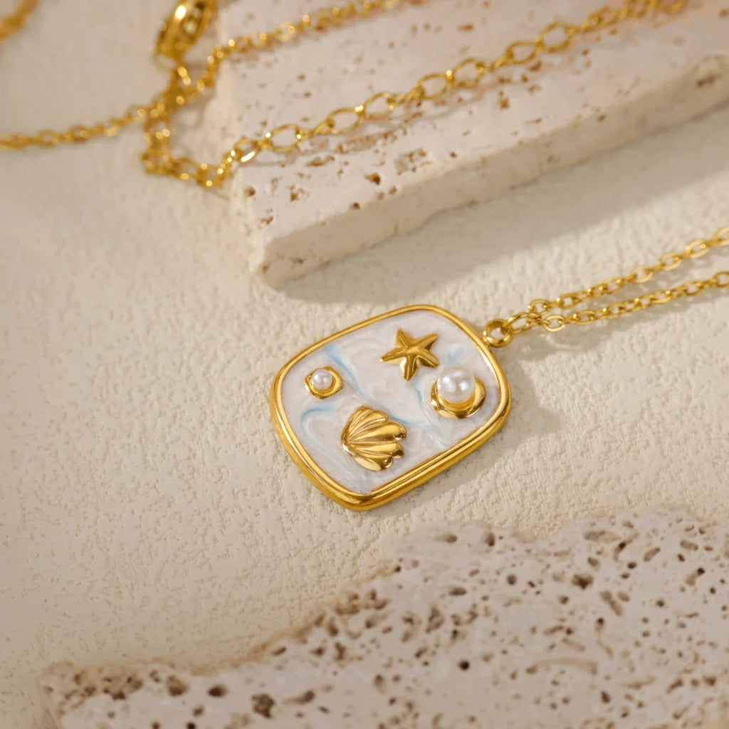 Starfish Shell Conch Pendant Necklaces For Women Gold Color Stainless Steel Chain Choker Trendy Summer Beach Party Jewelry Gift Vera Lux