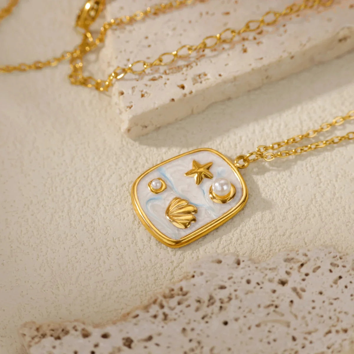 Starfish Shell Conch Pendant Necklaces For Women Gold Color Stainless Steel Chain Choker Trendy Summer Beach Party Jewelry Gift Vera Lux