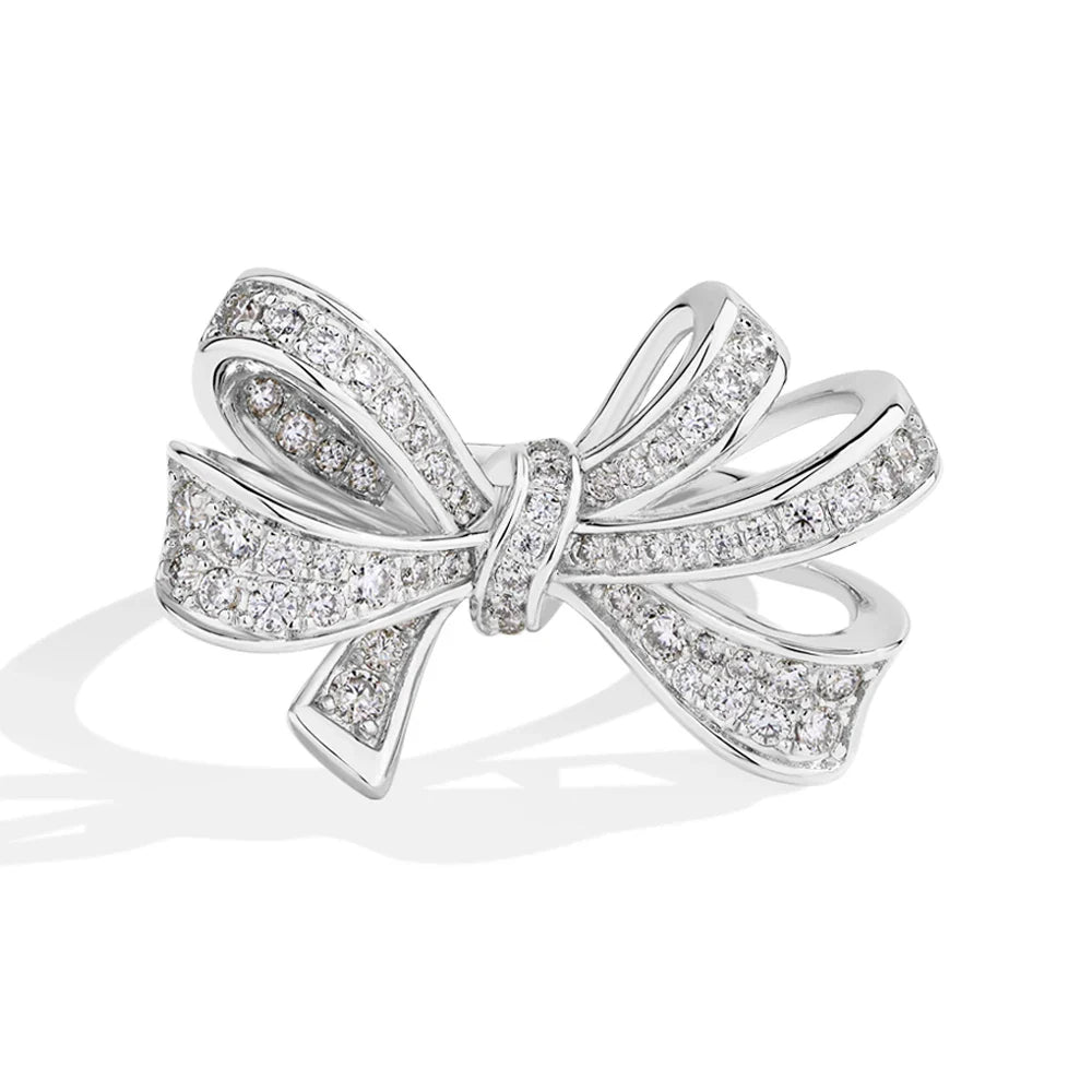 MINTYBOX S925 Sterling Silver Bowknot Lab Moissanite Engagement Ring for Women Luxury Diamond Rings Wedding Fine Jewelry Gift Vera Lux