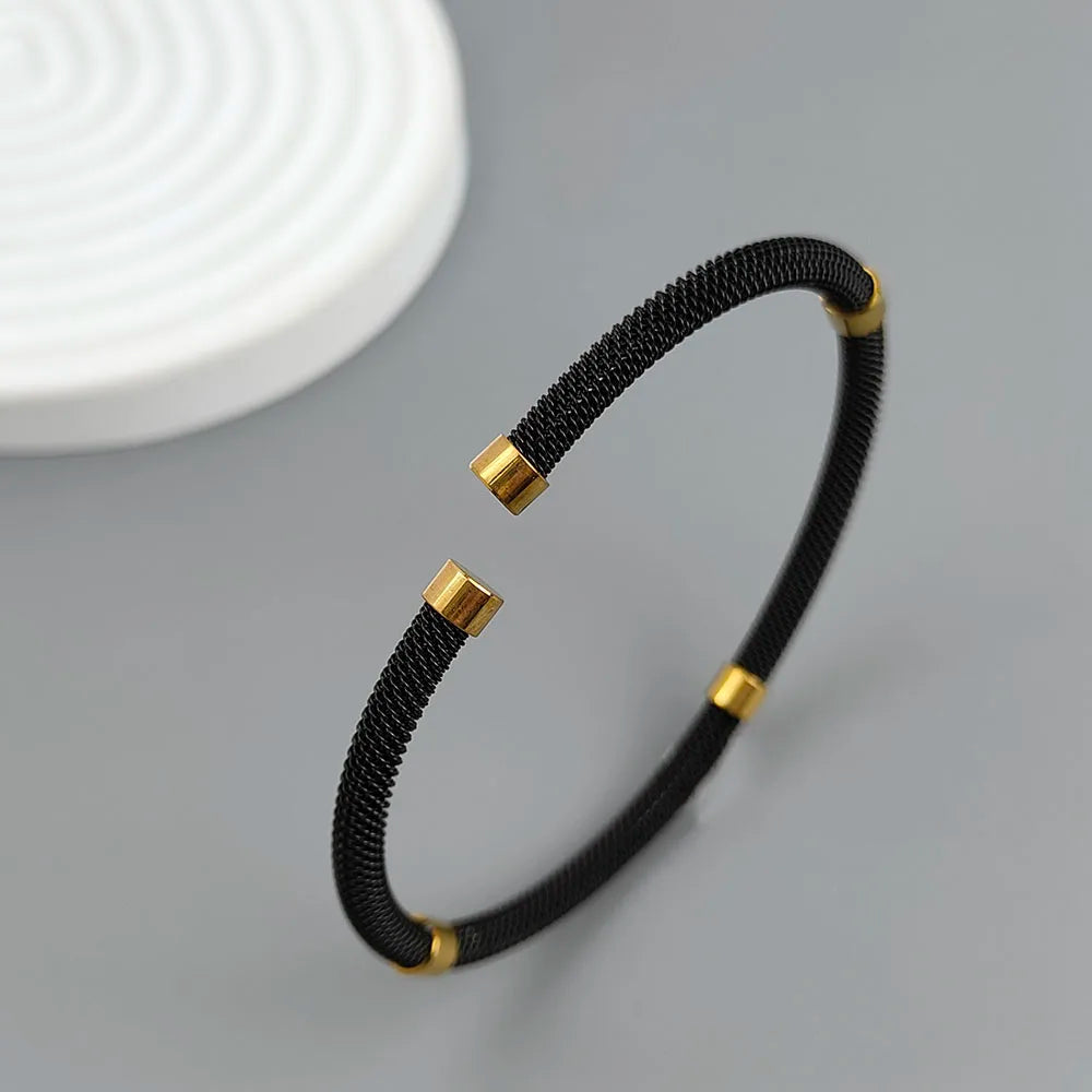 New steel wire mesh gold-plated stainless steel bracelet 18K, high quality waterproof couple bracelet, wife gift Vera Lux