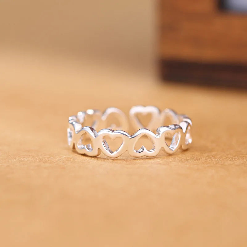 925 Sterling Silver Heart Adjustable Rings For Women Engagement Wedding Luxury Jewelry Accessories Jewellery Vera Lux