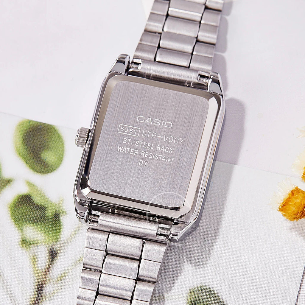 Casio watch for women top brand luxury set 30m Waterproof Quartz ladies watch Tonneau shape Stainless Ste reloj mujer LTP-V007D- Vera Lux