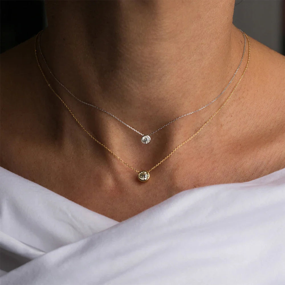 Stainless Steel Charm Rhinestone Necklace Pendant Fashion 12 Colors Birthstone For Jewelry Making Women DIY Accessories Vera Lux