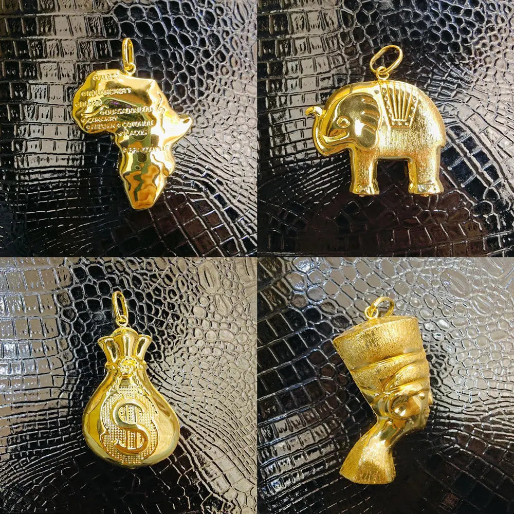 Gold Plated Pendants for Necklace Women Men Fashion 18k Gold Color African Map Design Pendant Jewelry Making for Party Daily Vera Lux