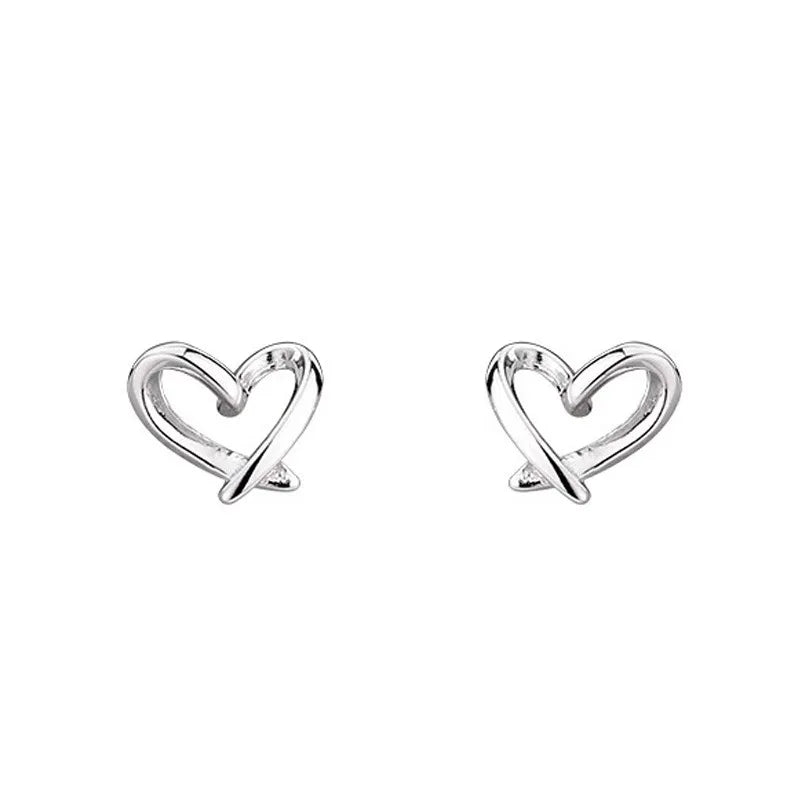 S925Silver Hollow out heart-shaped earrings for women, simple, light, luxurious, high-end, heart-shaped ins, high-end Vera Lux