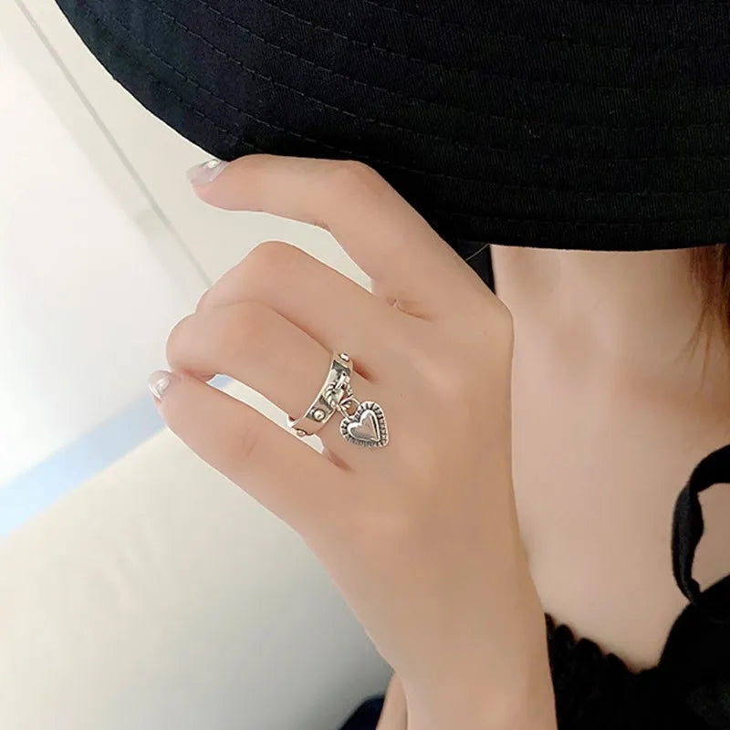 925 Sterling Silver Heart Pendant Adjustable Rings For Women Wedding Luxury Jewelry Wholesale  and Vera Lux