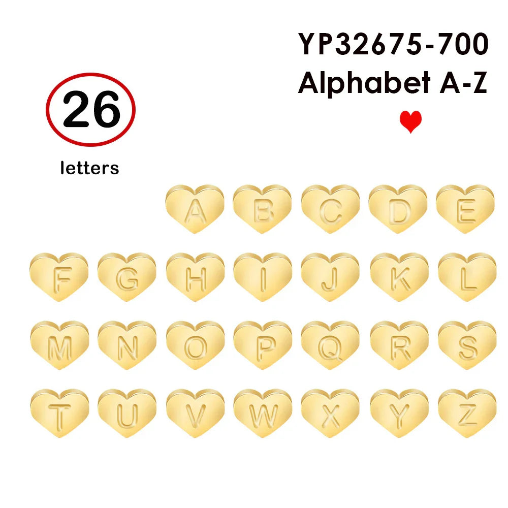 Initial Name Heart Shape Pendant For Necklaces 316L Stainless Steel Necklace for Women Bracelet Make Earrings Jewelry Vera Lux
