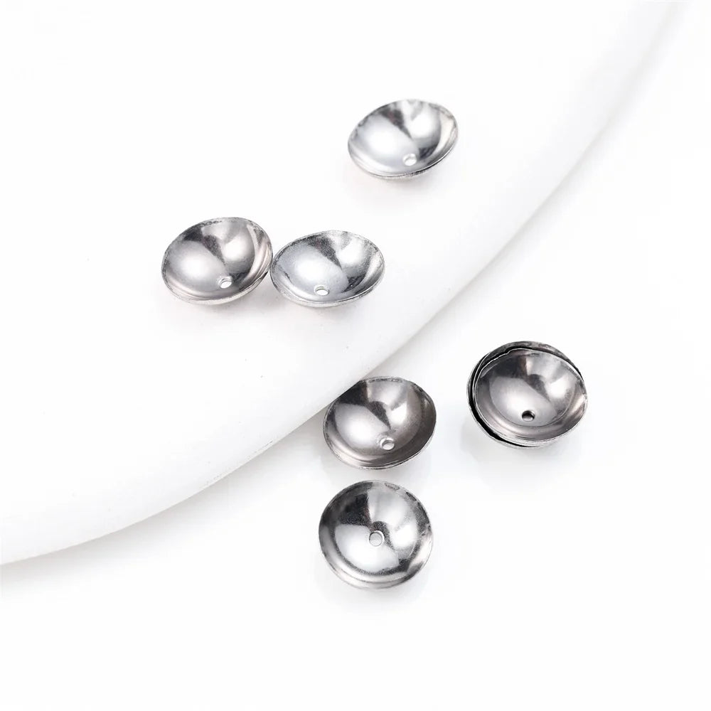 50pcs 3 4 5 6 8mm Stainless Steel Round Bead Caps Spacer Beads End Cap Connectors For DIY Necklace Jewelry Making Accessories Vera Lux