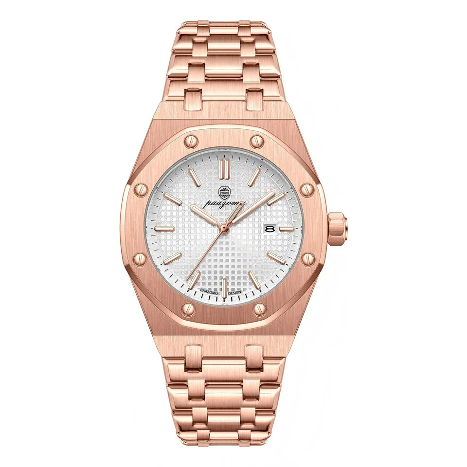 PAAZOMU Luxury Watches For Men Stainless Steel Waterproof Luminous Man Watch Date Week Fashion Casual Men's Quartz Watch Reloj Vera Lux