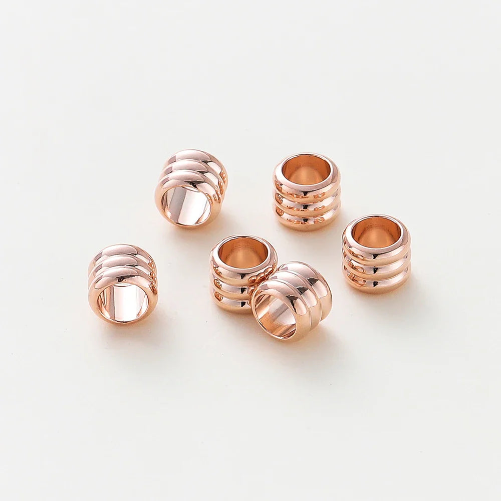 20 30 50pcs/lot 14K 18K Gold Plated Cylinder Charm Metal Beads Loose Spacer Beads For Bracelet DIY Jewelry Making Accessories Vera Lux