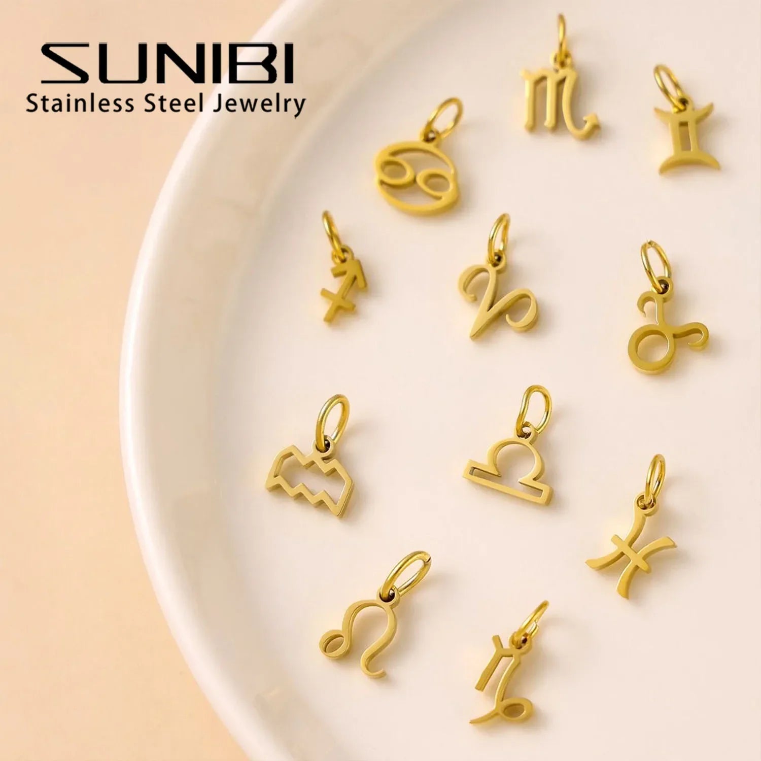10PCS Stainless Steel Star Zodiac Sign 12 Constellation Pendant Accessories for Necklace Women Man Jewelry Gifts Wholesale Vera Lux
