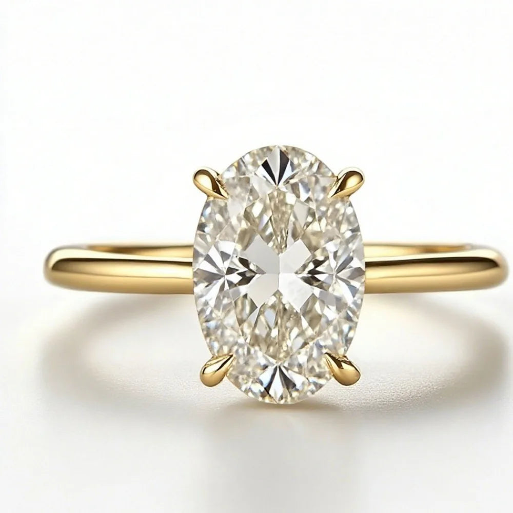 2026 New Personalized Fashion Oval Diamond Ring, Classic Four-claw Wedding Ring, Female Vera Lux