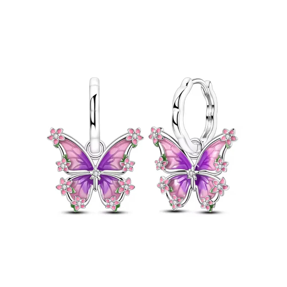 2026 New 925 Silver Elephant Cherry Blossom Butterfly Heart Earrings, a delicate choice for women's fashion jewelry Vera Lux